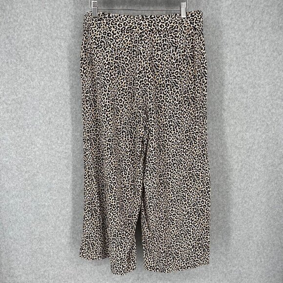 J Crew Womens Wide Leg Silk Pants Size 8 Animal Print Neutral Crop Belted Office - Picture 5 of 13